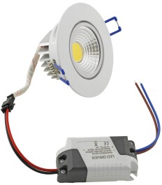 LED-Einbauleuchte COB-5 5W 420lm ALU 3000K 95°...