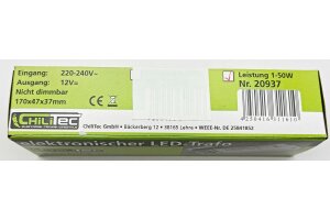 LED-Trafo CT-50-V2 1-50W Ein 220-240V Aus 12V= Konstantspannung