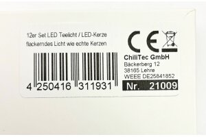 12er Set LED Teelicht / LED-Kerze flackerndes Licht wie echte Kerzen