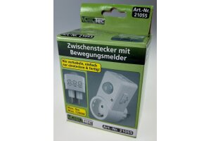 Zwischenstecker mit Bewegungsmelder 120° 9m Reichweite  230V/1200W weiß