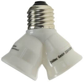E27-Fassung Duo Y-Adapter Kunststoff auf 2x...