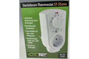 Steckdosen-Thermostat ST-35 ana max. 3500W 5-30°C AUS/AUTO 230V