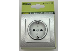 DELPHI Schutzkontakt-Steckdose 250V~/ 16A inkl. Rahmen UP silber