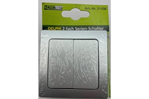 DELPHI Serien-Schalter 2-fach 250V~/ 10A inkl. Rahmen UP silber