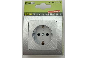 DELPHI Schutzkontakt-Steckdose silber 250V~/ 16A inkl. Rahmen Steckanschluss