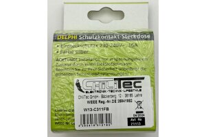 DELPHI Schutzkontakt-Steckdose silber 250V~/ 16A inkl. Rahmen Steckanschluss