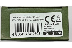 DELPHI Wechsel-Schalter UP silber 250V~/ 10A inkl. Rahmen...