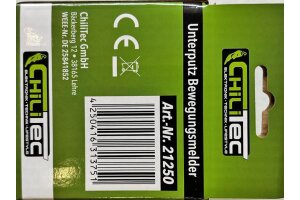 Unterputz PIR-Bewegungsmelder 160° LED geeignet 3-Draht Technik weiß