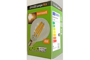 LED Tropfenlampe E14 Filament T4 3000k 500lm 230V/4W warmweiß