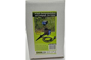 Gartensteckdose mit Erdspieß 4-fach IP44 2m Kabel
