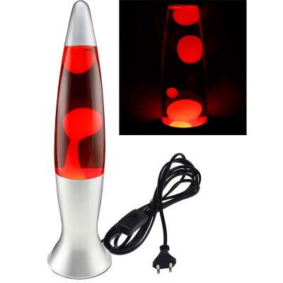 Lavalampe CTL-ROGE 40cm Wasser: Rot Wachs: Gelb Body: Silber