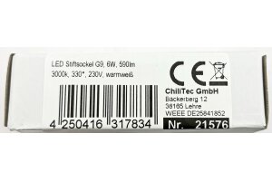 LED Stiftsockel G9 6W 590lm 3000k 330° 230V warmweiß