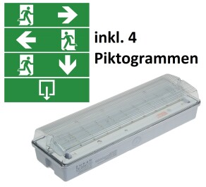 LED Fluchtwegleuchte NL-W1 30 LEDs Erkennungsw. 25m,Wandmontage IP65