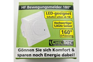 Bewegungsmelder Unterputz HF 160° LED geeignet 3-Draht Technik weiß