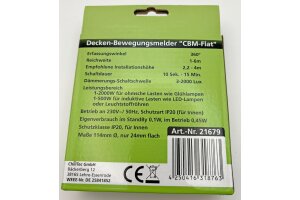 Decken-Bewegungsmelder CBM-Flat 360° LED geeignet 6m Detektion 2000W weiß