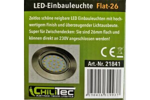 LED-Einbauleuchte Flat-26 warmweiß 80x26mm 3W 370lm Edelstahl gebürstet