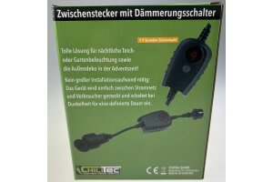 Zwischenstecker mit Dämmerungsschalter und Zeitvorwahl (1- 9 Std.) über Display