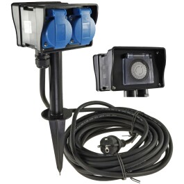 Gartensteckdose mit Erdspieß 2-fach IP44 2m Kabel...