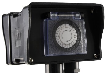Gartensteckdose mit Erdspieß 2-fach IP44 2m Kabel Zeitschaltuhr
