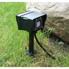 Gartensteckdose mit Erdspieß 2-fach IP44 2m Kabel Zeitschaltuhr