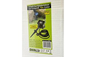 Gartensteckdose mit Erdspieß 2-fach IP44 10m Kabel Zeitschaltuhr