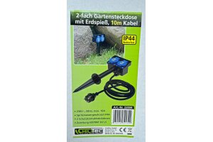 Gartensteckdose mit Erdspieß 2-fach IP44 10m Kabel