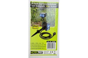 Gartensteckdose mit Erdspieß 4-fach IP44 10m Kabel