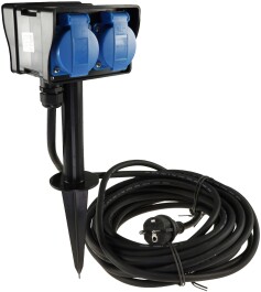 Gartensteckdose mit Erdspieß 4-fach IP44 10m Kabel