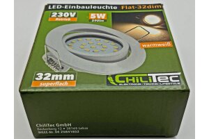 LED-Einbauleuchte Flat-32dim warmweiß 80x32mm 5W 590lm weißes Gehäuse