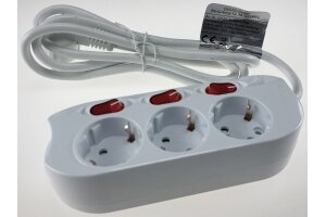 Steckdosenleiste mit Einzelschaltung 3-fach weiß 1,5m Kabel