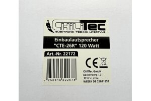 Einbaulautsprecher CTE-26R rund weiß 2-Wege Ø 25,5cm 120 Watt