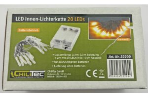 LED Batterie-Lichterkette CT-BK20 2m warmweiß transp. Kabel 20 LEDs