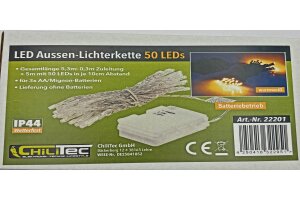 LED Batterie-Lichterkette CT-TK50 5m warmweiß IP44 50 LEDs mit 6Std.Timer