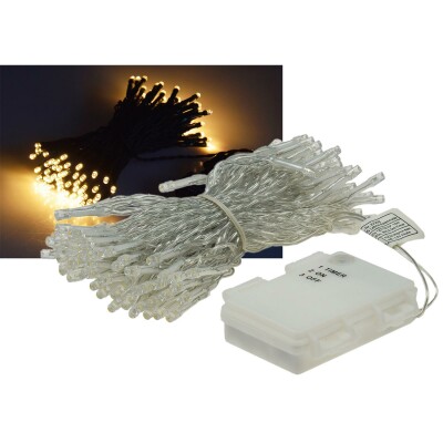 LED Batterie-Lichterkette CT-TK100 10m warmweiß IP44 100 LEDs mit 6Std.Timer