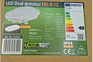 LED Oval-Armatur FRL-O 12 IP44 Feuchtraum-Leuchte 13W 965lm 4000K