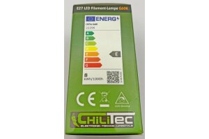 LED Glühlampe E27 Filament G60k klar 3000K 919lm 230V / 8W warmweiß