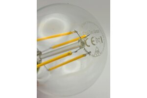 LED Glühlampe E27 Filament G60k klar 3000K 919lm 230V / 8W warmweiß