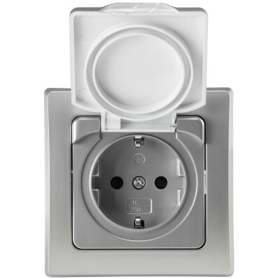 DELPHI Schutzkontakt-Steckdose IP44 250V~/ 16A inkl. Rahmen UP silber