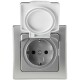 DELPHI Schutzkontakt-Steckdose IP44 250V~/ 16A inkl. Rahmen UP silber