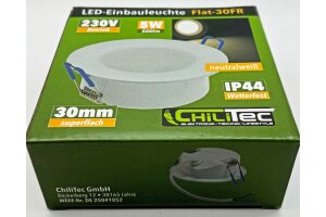 LED-Einbauleuchte Flat-30 FR-R 4200K Ø85x30mm 5W 500lm IP44 rund weiß