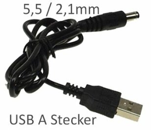 Anschlusskabel USB auf Hohlstecker 1m USB A auf 5,5 / 2,1mm