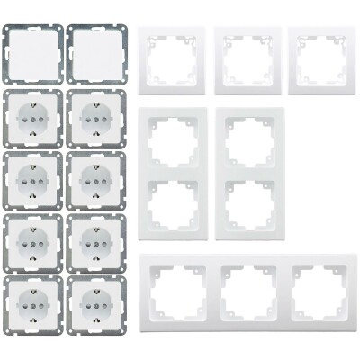 DELPHI Starter-Kit 16-teilig PRO,weiß 8x Steckdose 2x Schalter Klemmanschluß