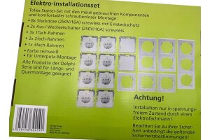 DELPHI Starter-Kit 16-teilig PRO,weiß 8x Steckdose 2x Schalter Klemmanschluß