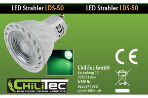 LED Strahler GU10 LDS-50 grün 38° 230V/5W