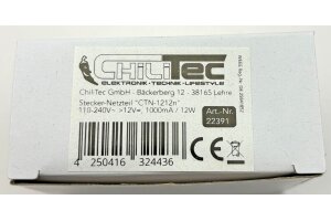 Stecker-Netzteil CTN-1212n 110-240V~ >12V= 1000mA / 12W