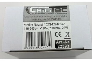 Stecker-Netzteil CTN-1224/35n 110-240V~ >12V= 2000mA / 24W 3,5mmKoax