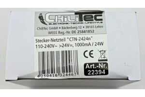 Stecker-Netzteil CTN-2424n 110-240V~ >24V= 1000mA / 24W