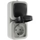 Feuchtraum Kombi-Schalter/Steckdose,IP44 250V~/ 10/16A grau AP vertikal