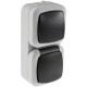 Feuchtraum Kombi-Schalter/Steckdose,IP44 250V~/ 10/16A grau AP vertikal