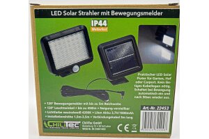 LED Solar Wandleuchte m. Bewegungsmelder 300lm 6000K Akku externe Solarzelle